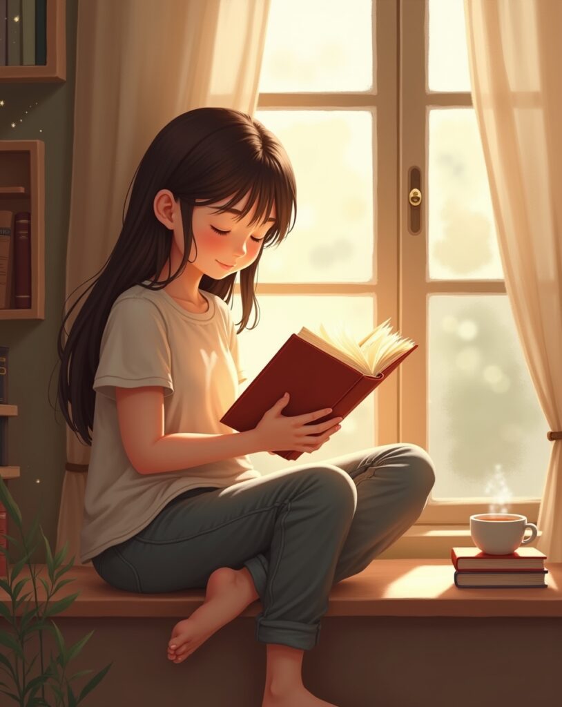 adult girl reading a book named 2 states